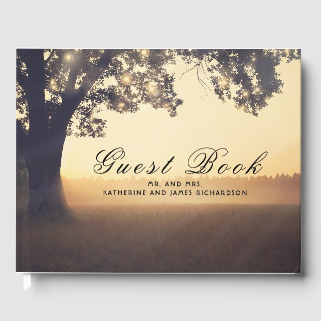 Rustikaler Baumtraum Sommerhochzeit Gästebuch (Vorderseite)