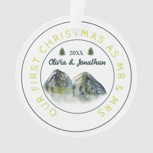 Rustikaler Bergbaum erste Weihnachten als Mr. & Mr Ornament