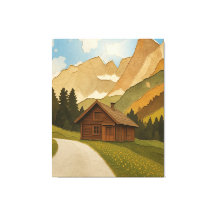 Rustikaler Berghütten-Wandkunst-Druck