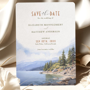 Rustikaler Bergsee Save the Date Card Lake Tahoe Einladung