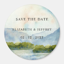 Rustikaler Bergsee Save the Date Magnet