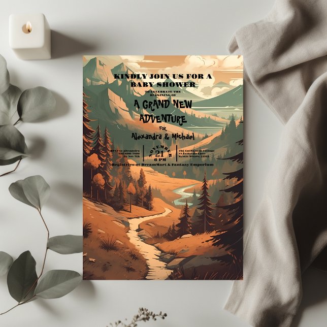 Rustikaler Bergwald Evergreen Baby Shower Einladung (Von Creator hochgeladen)