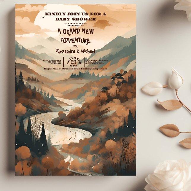 Rustikaler Bergwald Evergreen Baby Shower Einladung (Von Creator hochgeladen)