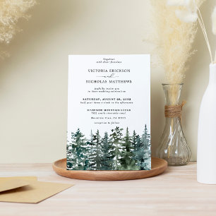 Rustikaler Bergwald Evergreen Tree Wedding Einladung