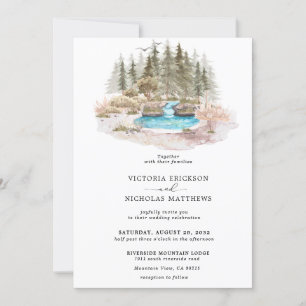 Rustikaler Bergwald Evergreen Tree Wedding Einladung
