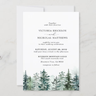 Rustikaler Bergwald Evergreen Tree Wedding Invi Einladung