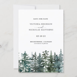 Rustikaler Bergwald Evergreen Tree Wedding Invi Einladung