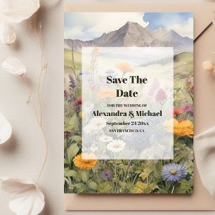 Rustikaler Bergwald Evergreen Tree Wedding Save The Date