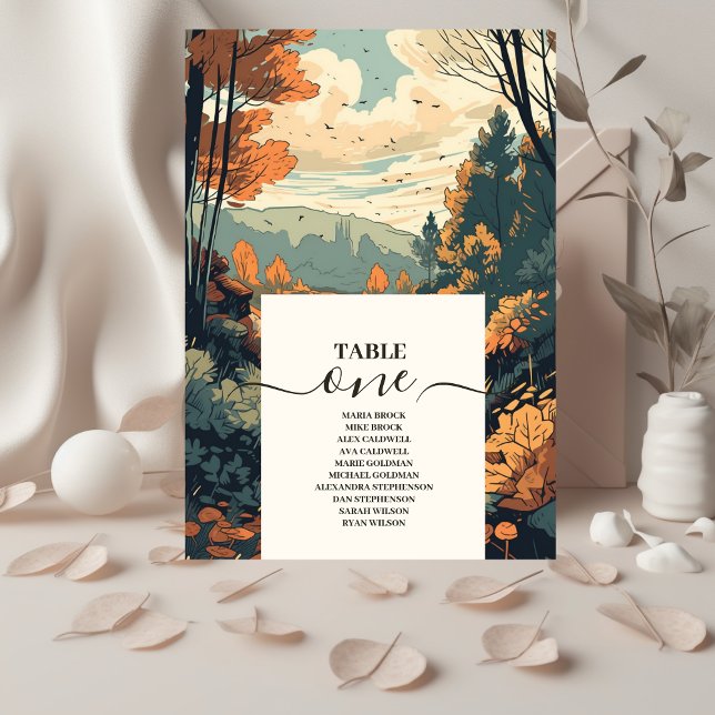 Rustikaler Bergwald Evergreen Wedding Tischnummer (Von Creator hochgeladen)