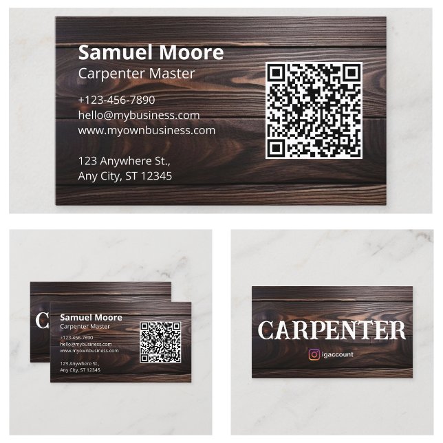 Rustikaler, Beruflicher Holzwerkstoff Visitenkarte (Rustic Professional Woodworking Carpenter Business Card
)