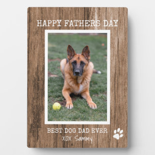 Rustikaler Best Dog Dad Ever Foto zum Vatertag Fotoplatte