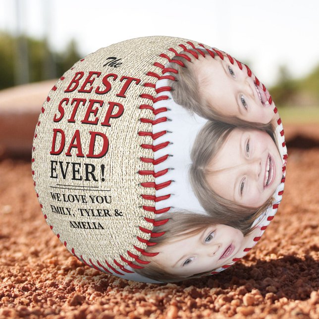 Rustikaler Best Step Vater je 2 Foto Vatertag Baseball (Von Creator hochgeladen)