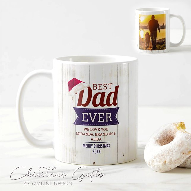 Rustikaler bester Vater je Foto Weihnachtsgeschenk Kaffeetasse (Von Creator hochgeladen)