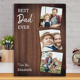 Rustikaler bester VATER je Land Holz Custom 3 Foto Fotoplatte