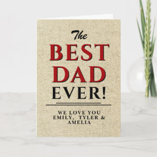 Rustikaler bester Vater Schwarz-Rot-Typografie Vat Karte