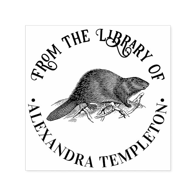 Rustikaler Biber #2 Round Library Book Name Permastempel (Design)