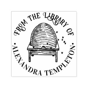 Rustikaler Bienenstock, fliegende Bienen #2 Biblio Permastempel