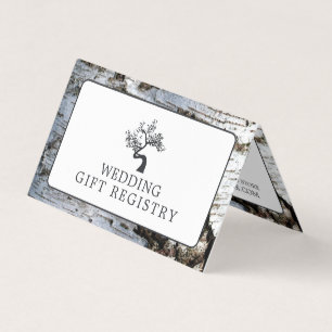 Rustikaler Birkenbaum mit Foto-Geschenkgutschein Visitenkarten