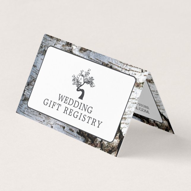 Rustikaler Birkenbaum mit Foto-Geschenkgutschein Visitenkarten (Vorderseite)