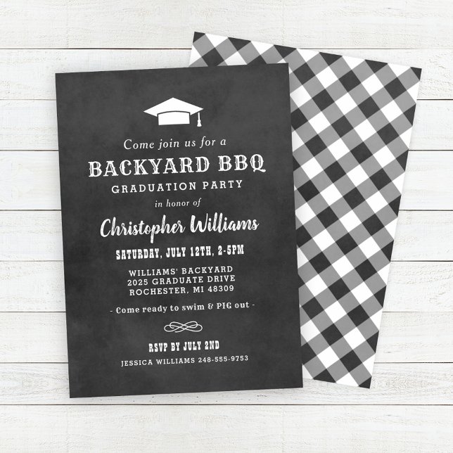 Rustikaler Black Chalkboard Backyard GRILLEN Absch Einladung (Von Creator hochgeladen)