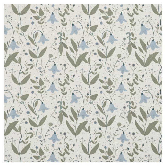 Rustikaler Blaublüten-Botanik-Bold-Retro-Blumensto Stoff (Muster)