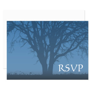 Rustikaler blauer Baum von Leben-Bar Mitzvah UAWG RSVP Karte