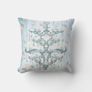 Rustikaler blauer Kronleuchter-Anhänger Monogramm Kissen