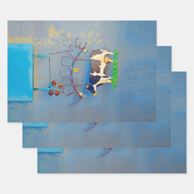 Rustikaler blauer Western Geschenkpapier Set (Set)