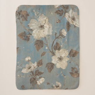 Rustikaler Blauton-Kokabrauner Blumenprint Sherpadecke