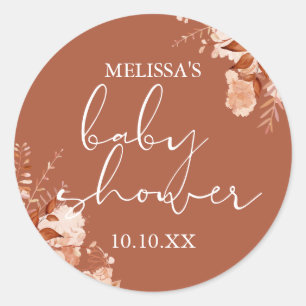 Rustikaler Blumen Herbst Baby Shower Gastgeschenk Runder Aufkleber