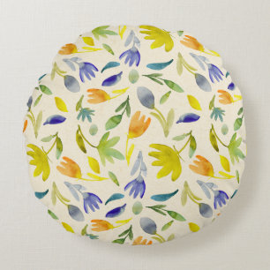 Rustikaler Blumengarten Botanischer Garten Rundes Kissen