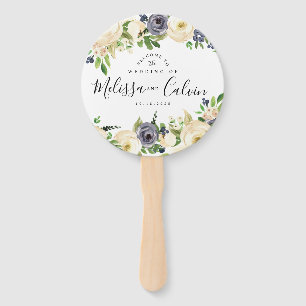 Rustikaler Blumenhochzeits-Willkommens-Handfan Fächer