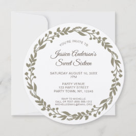 Rustikaler Blumenreath 16 . Geburtstag Einladung