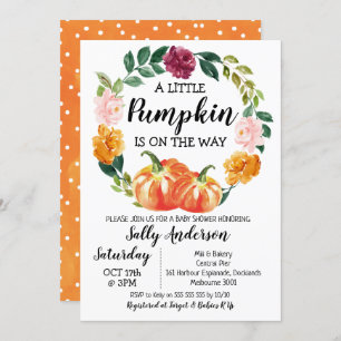 Rustikaler Blumenreath Kleine Pumpkin Babydusche Einladung