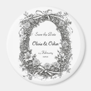 Rustikaler Blumenreath, Save the Date Magnet