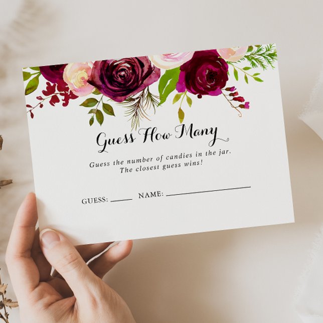 Rustikaler Blush Burgund schätzt die Anzahl der Ga Visitenkarte (Von Creator hochgeladen)