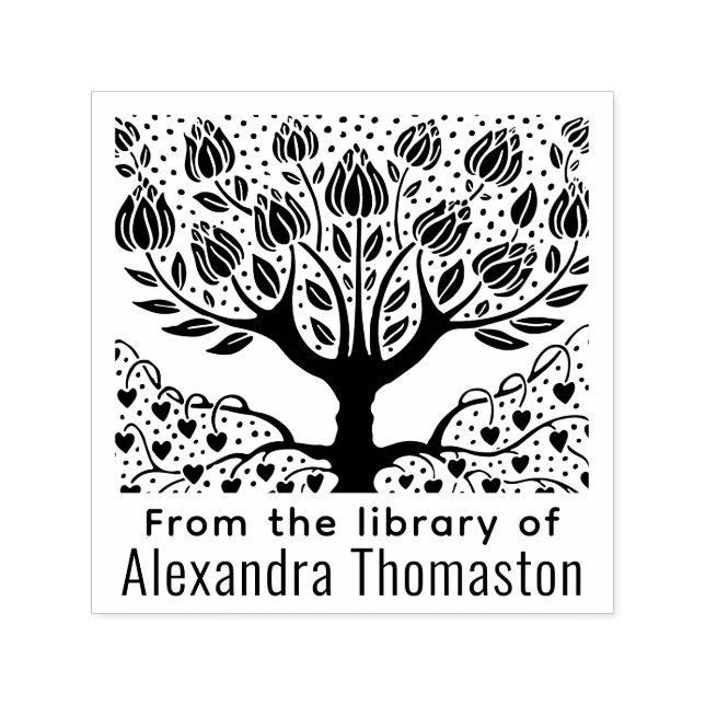 Rustikaler Blütenbaum, Herz Roots #2 Bibliothek Bu Permastempel (Design)