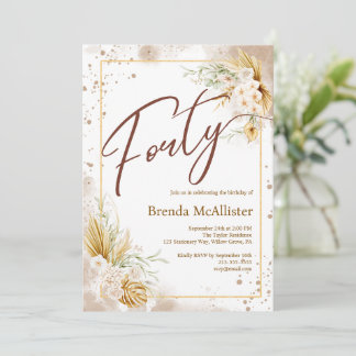 Rustikaler Boho 40. Geburtstag Einladung