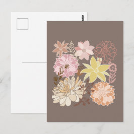Rustikaler Boho-Asphalt-Blumenmuster Postkarte