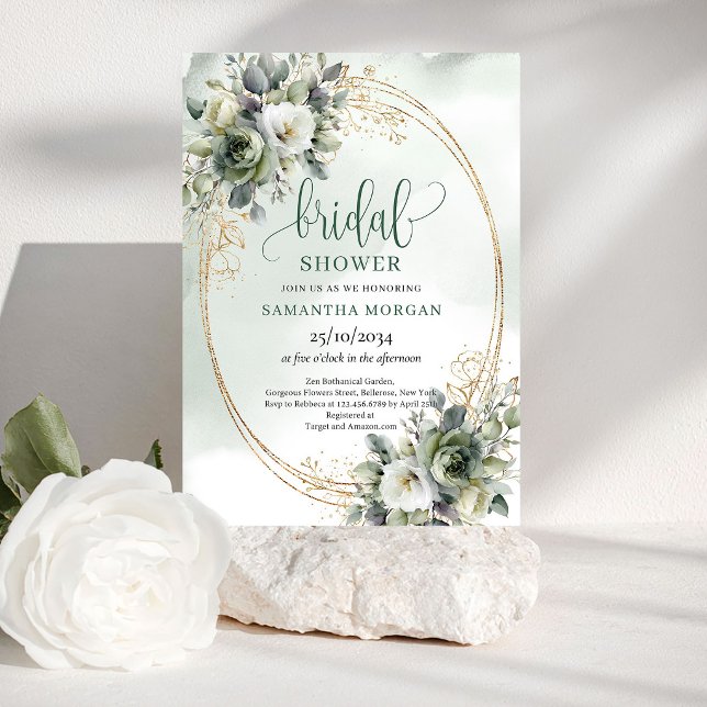 Rustikaler Boho-Botanik-Goldene Hochzeitsduscheinl Einladung (Rustic Chic Botanical Gold Bridal Shower Invitation)
