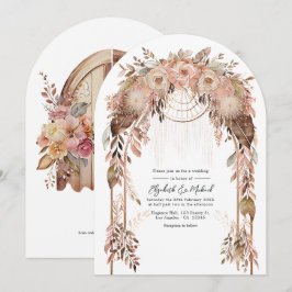 Rustikaler Boho Chic Western Hochzeit QR-Code Einladung