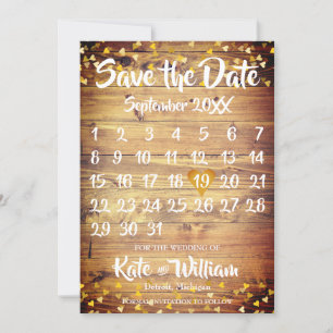 Rustikaler Boho-Gold-Liebesherz-Kalender Termin vo Save The Date