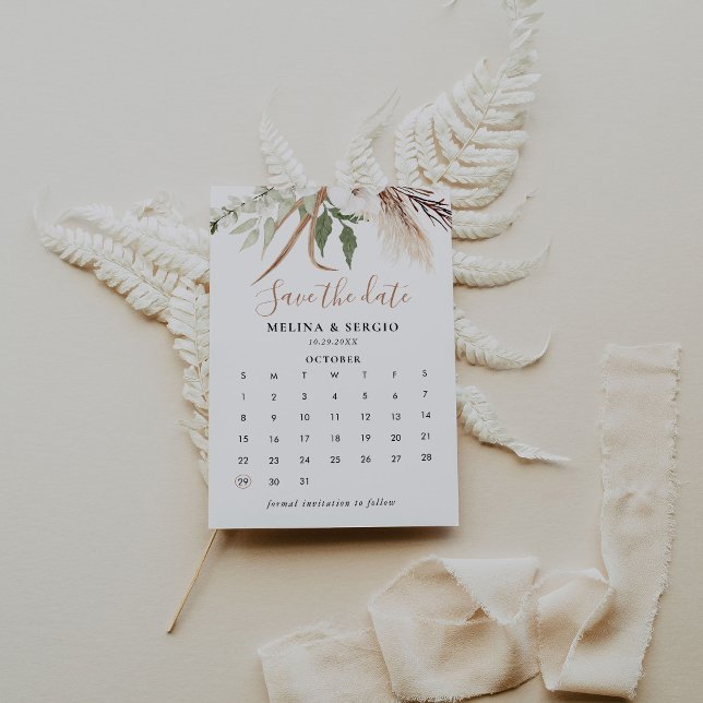 Rustikaler Boho Simple Floral Save the Date Calend (Von Creator hochgeladen)