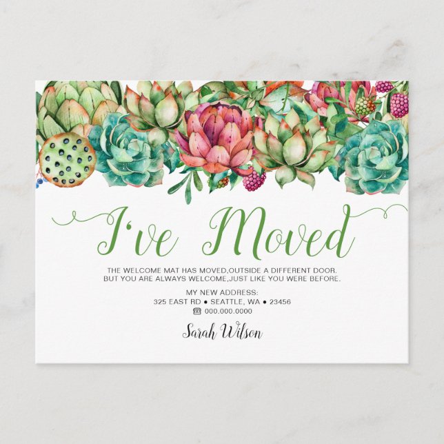 Rustikaler Boho sukkulenter Kaktus, den ich bewegt Ankündigungspostkarte (Vorderseite)