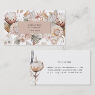 Rustikaler Boho-Wildblumen-Cream-Terrakotta Visitenkarte