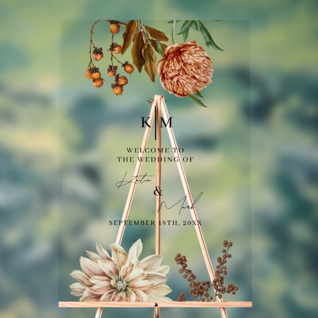 Rustikaler Boho Willkommen bei unserem Hochzeitska Acrylschild (Neutral)