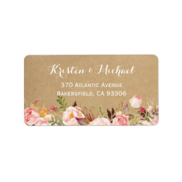 Rustikaler botanischer Garten florale Kraft Hochze Adressaufkleber