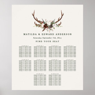 Rustikaler botanischer Hochzeitsplan Poster