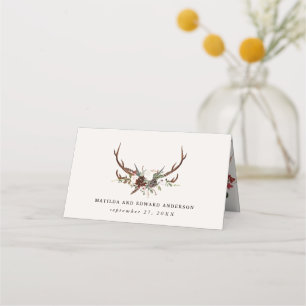 Rustikaler Botanischer Jungtiertisch Platzkarte