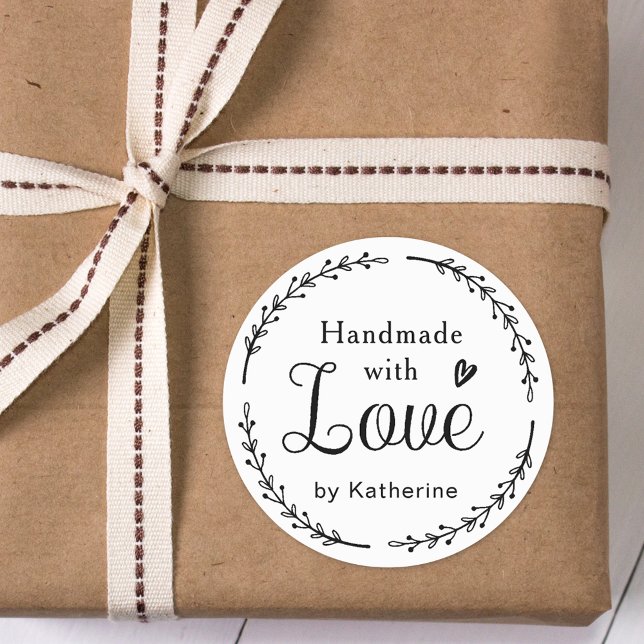 Rustikaler Botanischer Kranz Handgefertigt mit Lie Runder Aufkleber (Von Creator hochgeladen)